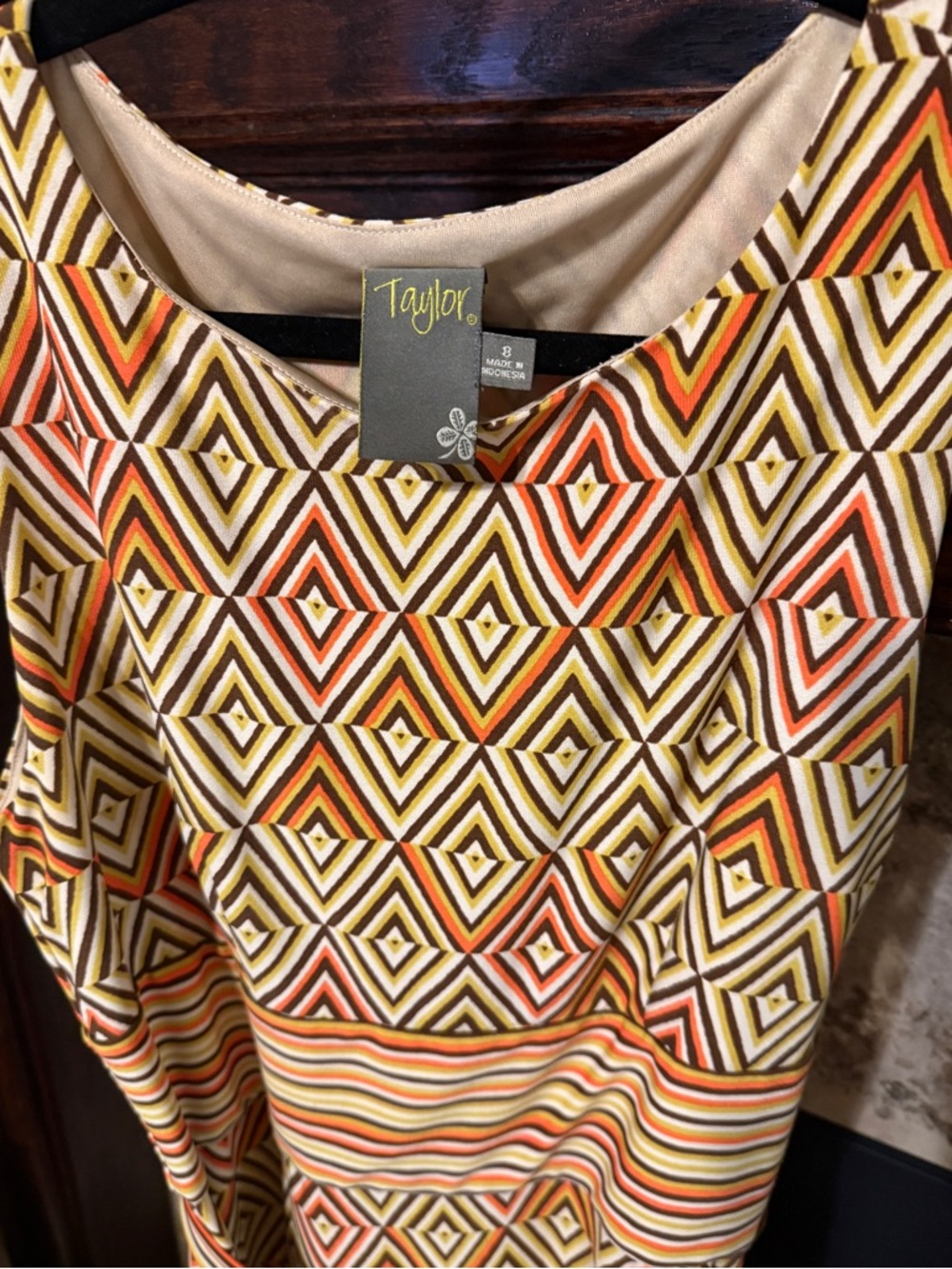 Taylor Womens Maxi Geometric Flounce Dress Size 8 EUC - Picture 3 of 7